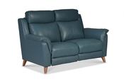 Fontella Blue Leather 2 Seater Electric Head Tilt Recliner Sofa-Outlet image