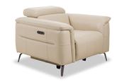 Horizon Cream Leather Electric Recliner Armchair with Head Tilt-Outlet image