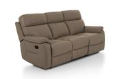 Hugo Taupe Leather Manual Recliner Sofa - 3 Seater image