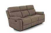 Hugo Taupe Leather Electric Recliner Sofa - 3 Seater image