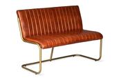 Kansas Brown Leather Bench Gold Leg