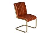 Kansas Brown Leather Dining Chair Gold Leg