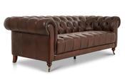 Oxford Brown Leather Sofa - 3 Seater image