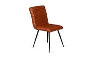 Rally Brown Leather Dining Chair Black Legs