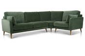 Retro Green Fabric RHF Corner Sofa. image