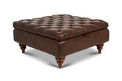 Richmond Brown Leather Storage Footstool image