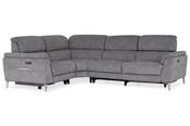 Taylor Grey Fabric Electric Recliner Corner Sofa - Left Hand Facing with Head Tilt