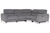 Taylor Grey Fabric Electric Recliner Corner Sofa - Right Hand Facing with Head Tilt