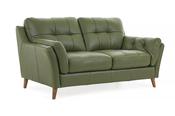 The Oliver Pine Green Leather Sofa - 2 Seater-Outlet-New Ross image