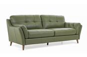 The Oliver Pine Green Leather Sofa - 3 Seater image