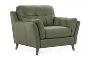 The Oliver Pine Green Leather Armchair image