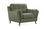 The Oliver Pine Green Leather Armchair image