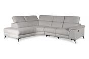 Toronto Retro Grey Fabric LHF Electric Recliner Corner Sofa image