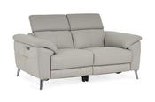 Vettori Grey Leather 2 Seater Electric Recliner with Head Tilt image
