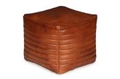 Vintage Antique Brown Leather Footstool