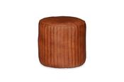 Vintage Antique Brown Leather Pouffe image