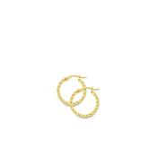 Yellow Gold Twisted Hoop Earrings - Med image
