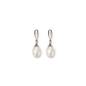 White Gold, Diamond &amp; Pearl Drop Earrings