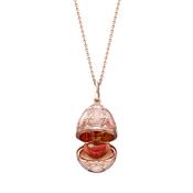 Fabergé Heritage Diamond &amp; Pink Guilloché Enamel Heart Surprise Egg Necklace image