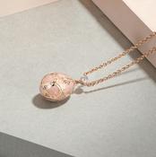 Fabergé Heritage Diamond &amp; Pink Guilloché Enamel Petite Egg Necklace image
