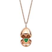 Fabergé Essence Rose Gold &amp; Emerald Heart Surprise Egg Necklace image