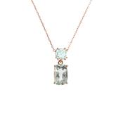 Bronzallure Eternelle Collection 9ct. Rose Gold &amp; Green Amethyst Necklace