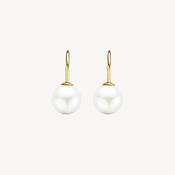 Blush Yellow Gold &amp; Pearl Wire Hook Earrings - Medium image