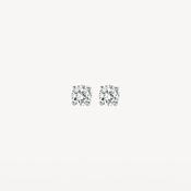 Blush Yellow Gold &amp; Claw-Set CZ Stud Earrings - Medium