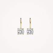 Blush Yellow Gold &amp; CZ Wire Hook Earrings image
