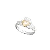 Sterling Silver Claddagh Ring with Gold Heart - N/7 image