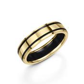 Yellow Gold &amp; Black Zirconium Wedding Ring image