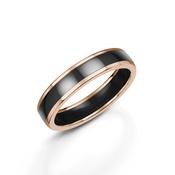 Polished Black Zirconium Wedding Ring with Rose Gold Edges image
