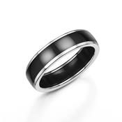 Polished Black Zirconium Wedding Ring with White Gold Edges image