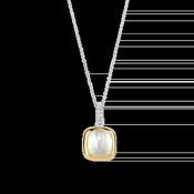 Ti Sento MOP &amp; CZ Two-Tone Necklace