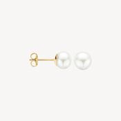 Blush Gold &amp; Pearl Stud Earrings - Extra Large image