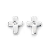D for Diamond Silver Cross Stud Earrings image