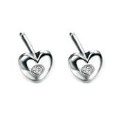 D for Diamond Silver Heart Stud Earrings image