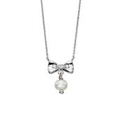 D for Diamond Pearl Bow Necklace image