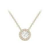 Yellow Gold Necklace with CZ Halo Pendant image