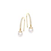 Yellow Gold &amp; Pearl Drop Hook Earrings image