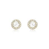 Yellow Gold CZ Halo Stud Earrings image