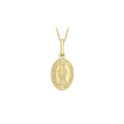 Yellow Gold Oval Miraculous Medal Pendant - 9mm image
