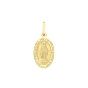 Yellow Gold Oval Miraculous Medal Pendant - 11mm image