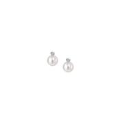 D for Diamond Pearl &amp; Diamond Stud Earrings image