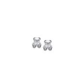 D for Diamond Silver Teddy Bear Stud Earrings image
