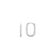 White Gold Twisted Rope Oval Hoop Earrings image