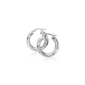 White Gold Twisted Tube Hoop Earrings - 15mm image