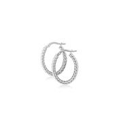 White Gold Twisted Oval Hoop Earrings image