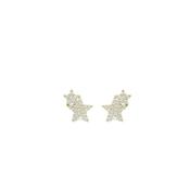Yellow Gold &amp; CZ Double Star Stud Earrings image