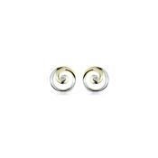 Two-Tone Gold &amp; Diamond Swirl Stud Earrings image